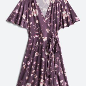SOLOISTE Mindy Faux Wrap Knit Dress Purple